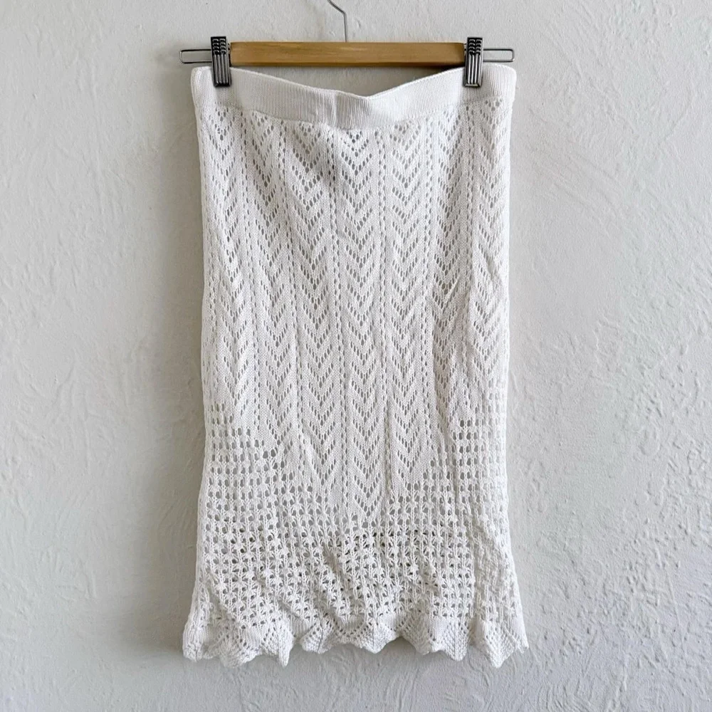 White Crochet Midi Skirt Size M - Picture 4 of 5